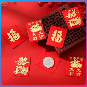 1 ~ 6 ADET 25 Kırmızı Zarf Çanta Düğün Mini Sikke Kırmızı Zarflar Fu Kelime Geleneksel Kutlama Özel Kırmızı Zarf