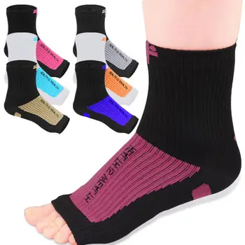 1 Çift Sıkıştırma Ayak Bileği Çorap Süper Yumuşak Nefes Kumaş Eklem ağrısı giderici Plantar Fasiit Çorap Ayak Bileği Parantez