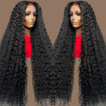 13x4 Tutkalsız HD Şeffaf Derin Dalga İnsan Saçı sırma ön peruk Kıvırcık Dantel Ön İnsan Saç Peruk Siyah Kadınlar İçin