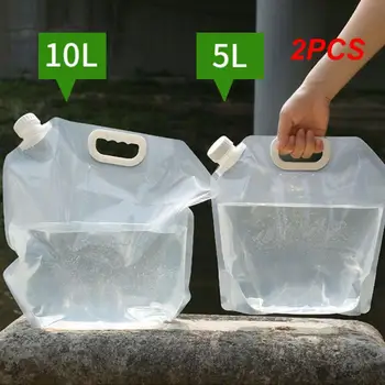 2 ADET Yüksek Kapasiteli Açık Su Çanta Konteyner Taşınabilir Katlanabilir Yürüyüş Yumuşak Şişesi Spor Şişe Acil Su Torbası Depolama Paketi