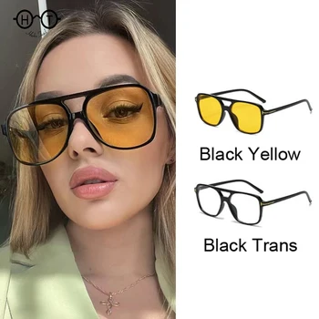 2023 Vintage Kare Güneş Gözlüğü Kadın Retro Ayna güneş gözlüğü Kadın Siyah Sarı Moda Şeker Renkler Oculos De Sol Feminino