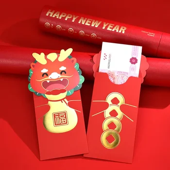 2024 Çin Yeni Yılı Şanslı Kırmızı Zarflar HongBao Ejderha Yılı Şans Para Zarfları Çin Yeni Yılı Kırmızı Zarflar