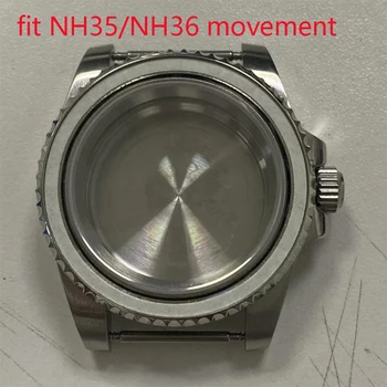 40mm Yüksek kaliteli 316L Paslanmaz çelik safir cam şeffaf izle durumlarda için fit NH35 / NH36 Mekanik El Rüzgar hareketi