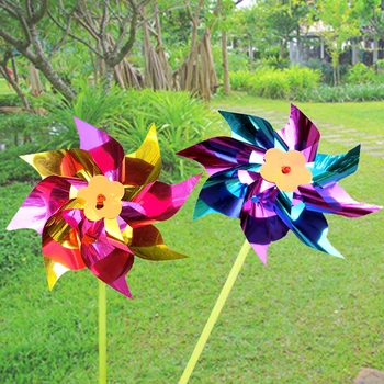5 adet Fırıldak Ev Bahçe Rüzgar Spinners Dekoratif Kazık Avlu Çim Fırıldak Süslemeleri Bahçe Dekor (Karışık Rastgele Renk)