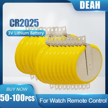 50-100 ADET CR2025 CR 2025 3V Lityum Pil İle 2 Lehim Ayak Pimleri İçin Araba Anahtarı Uzaktan Değil şarj edilebilir pil Düğme Düğme