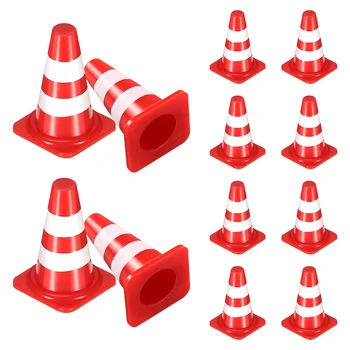50 adet Mini Barikatlar Plastik Trafik Konileri Minyatür Trafik İşaretleri Simüle Güvenlik Konileri Çocuklar için