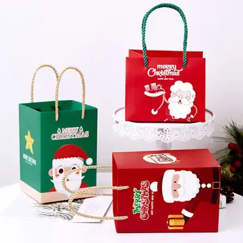 500 adet / grup Toptan Küçük İş Yeni Trend Şeker Tatlılar Ambalaj Çanta Özel Logo Merry Christmas Ağacı Kağıt hediye keseleri