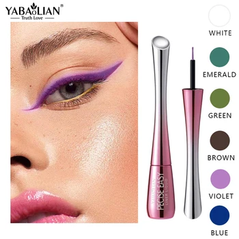 6 Renk Sıvı Eyeliner Süper Su Geçirmez Uzun ömürlü Mor Beyaz Eyeliner Kalem Çabuk Kuru Hiçbir Çiçeklenme Göz Makyaj Kozmetik