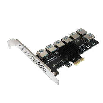 7 Port PCIE Yükseltici Kart PCIE Adaptör Kartı Pcı Express Çarpan Hub PCIE 1X Adaptörü BTC Madencilik Genişletme Kartı
