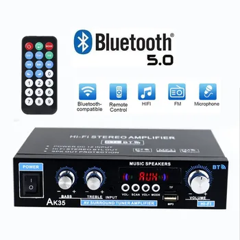 800W Ev güç amplifikatörü 2 Kanal Bluetooth 5.0 110 220V Mini HİFİ uzaktan kumanda stereo dijital ses amplifikatörü