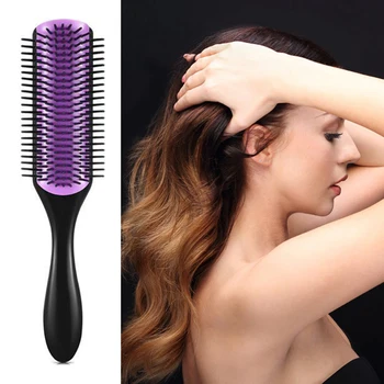 9 Satır Dolaşık Açıcı Saç Fırçası Çıkarılabilir Düz Kıvırcık Saç Tarak Kuru ve ıslak Çift Kullanımlı Doğrultma Tarak Kadın Erkek Saç Salon