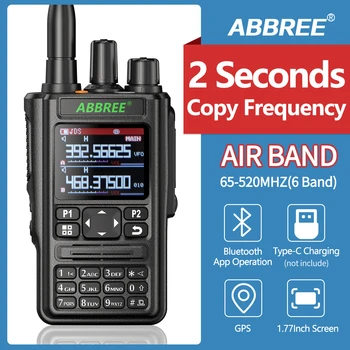 ABBREE AR-869 Tam Bant Walkie Talkie Açık el radyosu GPS Bluetooth Programı Frekans Kablosuz Kopya Frekans Tipi-C Jack