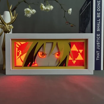 Anime ışık kutusu Fullmetal Simyacı Edward Elric Yüz Odası Dekor için Manga Kağıt Kesim LED Gece Lambası Fullmetal Simyacı ışık kutusu