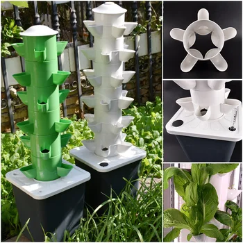 Bahçe Hidroponik Büyüyen Dikey Kule Yetiştiricilerinin Kapalı Balkon Topraksız Yetiştirme Sistemi Kitleri DIY Meyve Sebze Büyümek Pot