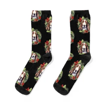 Basset Hound Köpek Noel Köpek Kış Kırmızı Yay Çorap Eğlenceli çorap sıcak kış çorap MODA erkek Çorap kadın