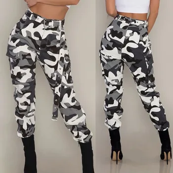 Bayan Camo Kargo Pantolon Sweatpants Kadın Artı Boyutu Askeri Savaş Kamuflaj Pantolon Kadın Giyim Pantalones De Mujer