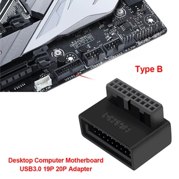 Bilgisayar anakartı Başlık Adaptörü USB 3.0 19P / 20P 90 Derece Masaüstü Dönüştürücü