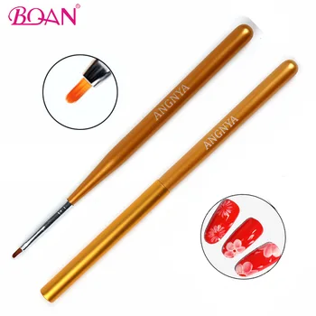 BQAN 1 Adet Altın Tırnak Taç Fırça Inci Akrilik Tırnak resim fırçası UV Jel Astar Çizgili Izgara Çiçek Boyama cetvel kalemi Manikür Aracı