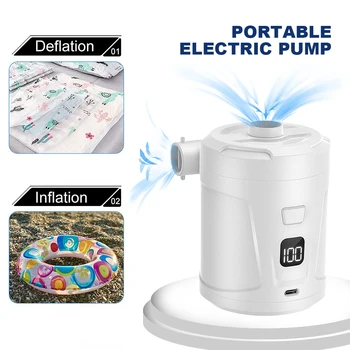 Elektrikli hava pompası USB Şarj Edilebilir Açık Şişme Pompa 3 Memeleri Hızlı Hava Dolum Şişirme Blower için Hava Tekne yüzme simidi