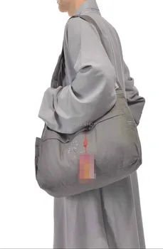 en kaliteli gri Budist Rahipler paketi UNİSEX başrahip hilal tek omuz meditasyon kanvas çanta yatıyordu Lohan dövüş sanatları çanta