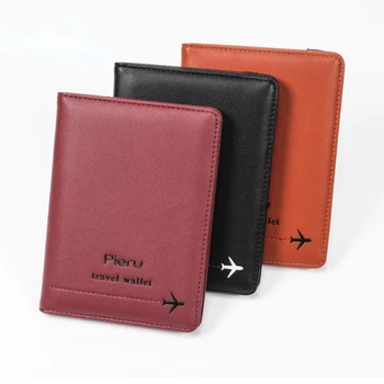 Erkek pasaport cüzdanı İş kart çantası Kısa RFID Anti-hırsızlık Fırça Büyük Kapasiteli Çoklu kart Pasaport Çantası Seyahat Bilet Tutucu