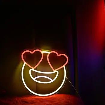 Gülümseme Yüz Kalp led gözler Neon İşaretleri Duvar Dekor USB Powered Led Mood Aydınlatma Ev Dekor ve Partiler İçin