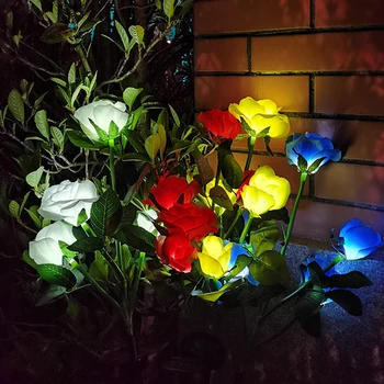 Güneş çiçek ışık gül çiçek lamba Led güneş ışığı bahçe dekorasyon için su geçirmez açık peyzaj çim lambası Patio Yard İçin
