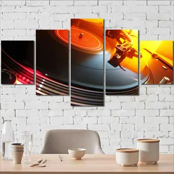 HD Resim Baskı Çerçeveli Paneller Tuval Ev Dekorasyon Pikaplar Dj Vinil Müzik Teknolojisi Oda İçin Asmaya Hazır