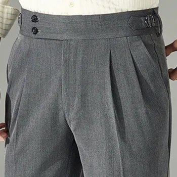İtalyan Erkek Resmi Pantolon Pantalones Hombre 2023 Elbise Ayak Bileği Pantolon Erkekler İngiliz Yüksek Bel Düz Pantolon Erkekler Sosyal Pantolon Pantolon
