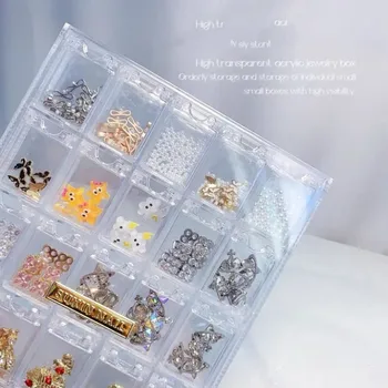 Japon Tarzı Tırnak Sanat Yüksek Penetrasyon Akrilik Mücevher Kutusu 20 Bağımsız Kutu Dayanıklı Manikür Tırnak Salonu Matkap Kutusu Tırnak Sanat