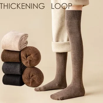 Kadın Kış Çorap Seksi Moda Kar Düz Renk Sıkı Kalınlaşmış Döngüler İç Sıcak İnce Kız JK Uzun Overknee Buzağı Çorap