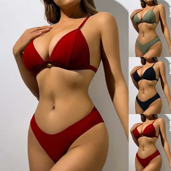 Kadın Moda Bir Omuz Bikini Bikini İç Çamaşırı Paketi Tüp Üst Bikini Kadınlar için Tiki Bikini Büyük Göğüs Bikini Üst