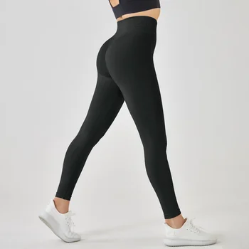 Kadınlar Katı Renk Dikişsiz Yüksek Bel Popo Kaldırma Yoga Pantolon Spandex Elastik İnce Spor Tayt Hızlı Kuru Egzersiz spor salonu taytları