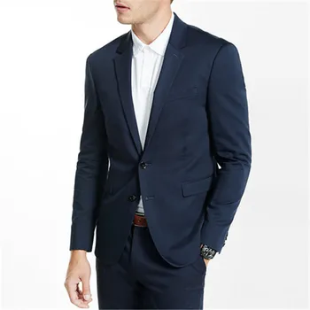 Kostüm Homme Lacivert Blazer Pantolon Erkek Takım Elbise 2 adet (Ceket + Pantolon + Kravat)2 Düğme Son Tasarım Rahat En Iyi Erkek Düğün Giyim