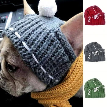 Kış Sıcak Köpek Şapka Sevimli Pet Kedi Örme Şapka Küçük Köpek Şapka Peluş Topu Köpek Kap Yumuşak Kedi Köpek Şapkalar evcil hayvan aksesuarları