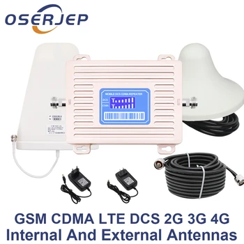 Lcd ekran CDMA 850 DCS 1800 mhz Çift Bant Tekrarlayıcı GSM 2G 3G 4G LTE Telefon Amplifikatör Güçlendirici + LPDA