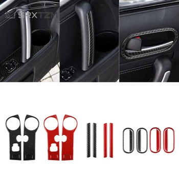 LHD Mazda Mx - 5 Miata Nc 2009-2015 Karbon Fiber İç Kapı Kol Dayama Paneli Sticker Kase krom çerçeve Trim Kolu Şerit