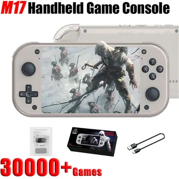 M17 El Oyun Oyuncu Mini video oyunu Konsolu Emuelec 4.3 İnç LCD Ekran Taşınabilir Retro 30000 Oyunları 128GB PSP / PS1 / N64