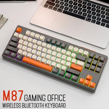 M87 kablosuz bluetooth Klavye RGB 2.4 G Çift Modlu Bağlantı gökkuşağı ışık 87 Tuşları mekanik Oyun Klavyesi PC Laptop için
