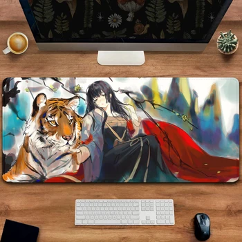 Masaüstü sümen Pad Anime Kız Kaplan Mouse Pad XXL Büyük Genişletilmiş Klavye Halı Çizim Sanat 900x400 Mousepad XL 700x300