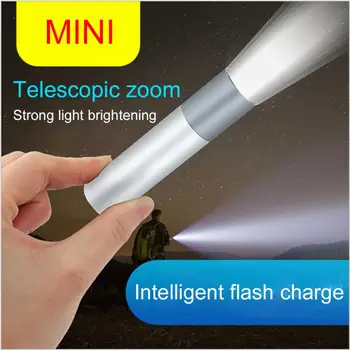 Mini El Feneri USB şarj edilebilir led lamba El Feneri Su Geçirmez Teleskopik 5W Güçlü Torch Lambası Açık Zoom Taşınabilir Meşale