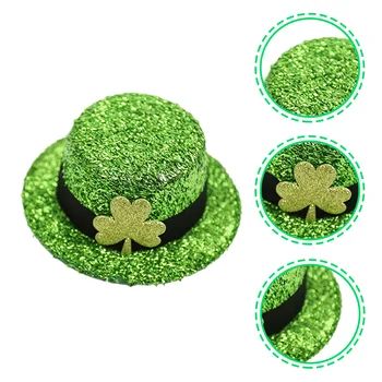 Mini Yeşil Aziz Patrick Günü silindir şapka Tasarım saç tokası Dekoratif Saç Tokası Headdress Mini Taç Saç Dekor