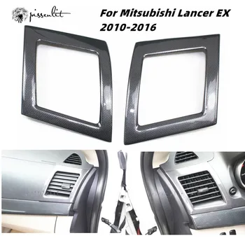 Mitsubishi Lancer EX 2010-2016 için Araba Styling Aksesuarları Karbon Fiber Araba Klima Havalandırma Çıkışı Trim ABS Çıkartmalar