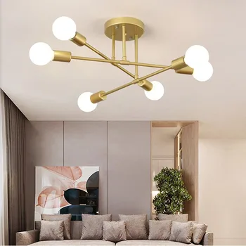 Modern LED tavan lambası Loft endüstriyel siyah / altın LED tavan ışıkları İskandinav Minimalist oturma odası tavan lambaları fikstür