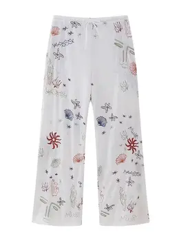 MYDR 2023 YENİ Yaz Kadın Düz Renk Fermuarlı Cepler Dekorasyon Rahat Vintage Streetwear Düz Pantolon