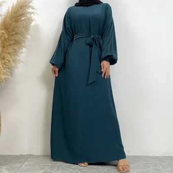 Müslüman kıyafetleri Abayas Kadınlar için Vintage Katı Maxi Elbise kadın Casual Uzun Kollu Maxi Fas Kaftan Kraliyet Kadın XS-2XL