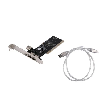 PCI 1394A Kart, PCI IEEE 1394A 4-Port Firewire Kart İle 0.8 M 6Pin İçin 4Pin 1394A Kablo