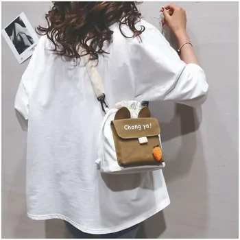 Popüler kadın Çantaları Yeni keten çantalar Kore Moda omuzdan askili çanta İpli Öğrenciler Kız Pamuk Kadınlar için Crossbody Çanta