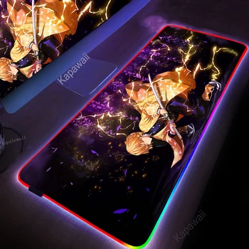 RGB oyun Mousepad Büyük iblis avcısı Aksesuarları Arkadan Aydınlatmalı Oyun Kauçuk Mouse Pad Oyun Bilgisayar Fare Mat LED sümen XXL
