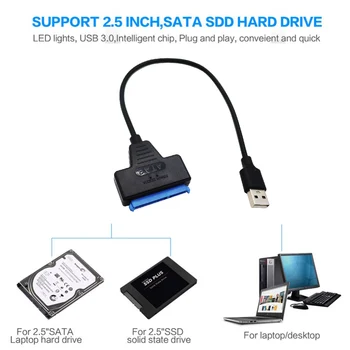 SATA USB 3.0 2.0 Kablosu Kadar 6 Gbps için 2.5 İnç Harici HDD SSD sabit disk 22 Pin Sata III Kablo